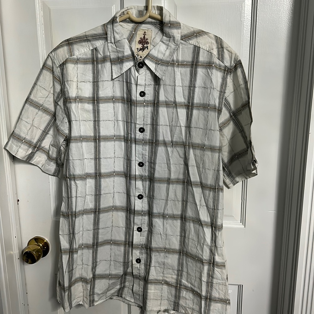 Vintage Men's shirt button down plaid with eagle size XL new 100% cotton